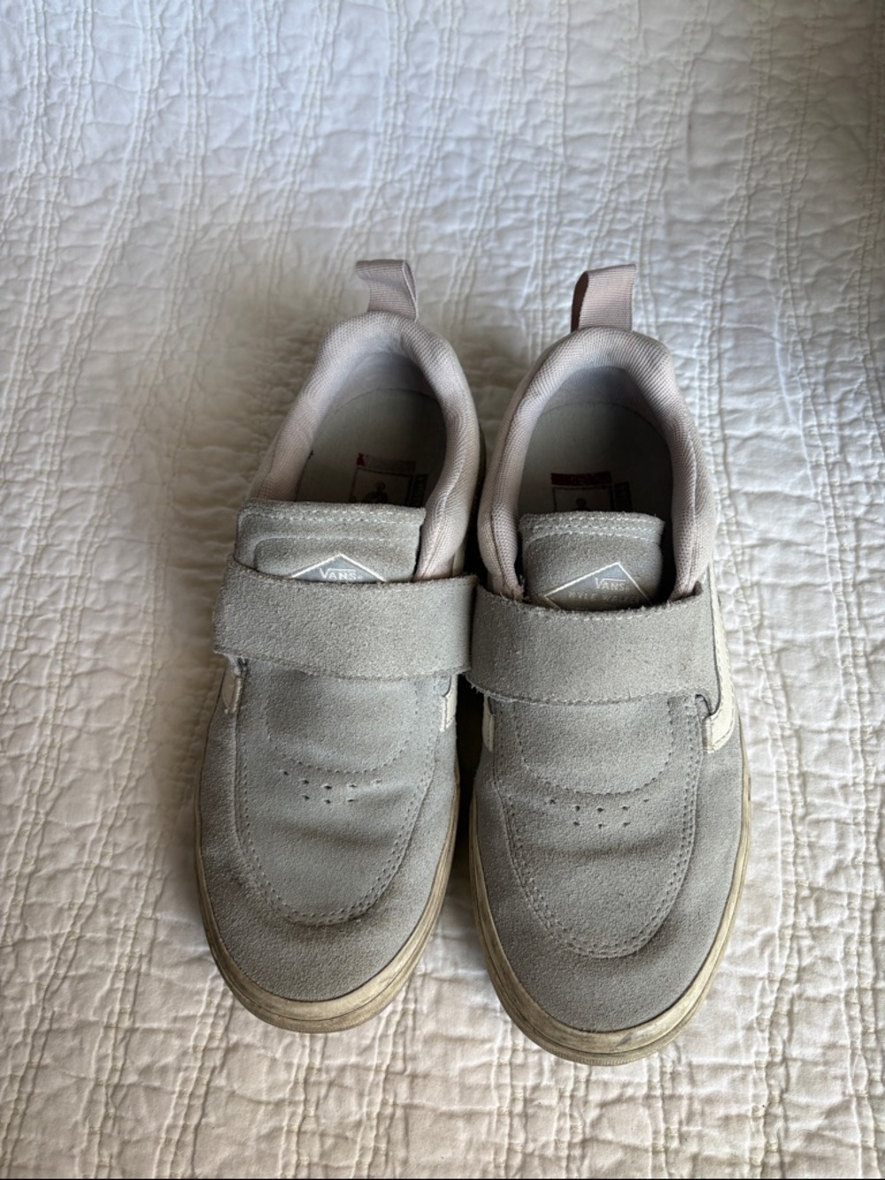 Vans Light Gray Suede Strap Sneakers